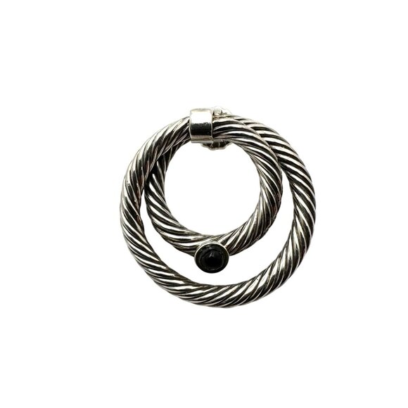 Designer? Sterling Silver Cable Roped 1.25 Inch Pierced Earrings - Picture 4 of 5